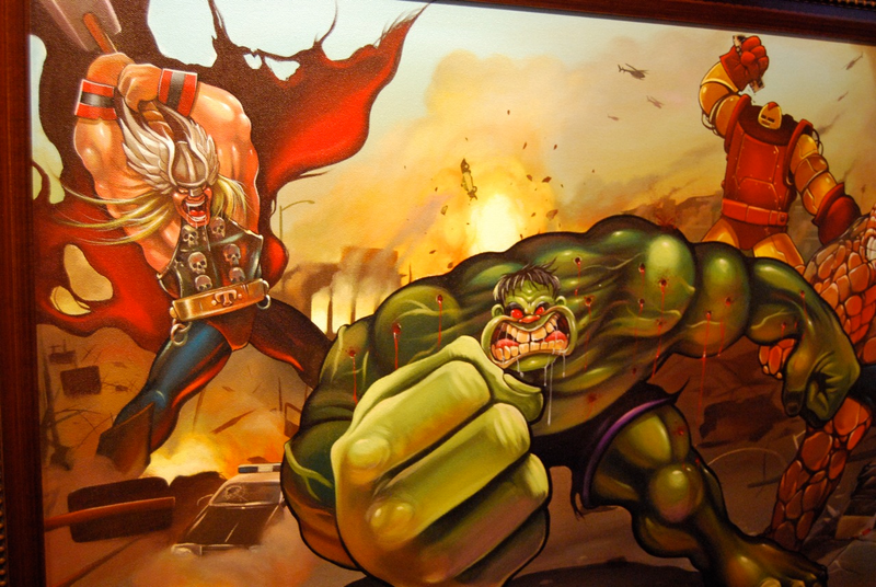 Illustration for article titled Trippy Re-Interpretations of Stan Lee's Comic Book Characters at Art Show